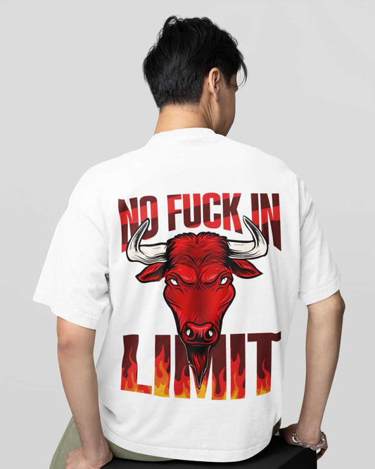 No Limits White Oversized T-Shirt for Men's