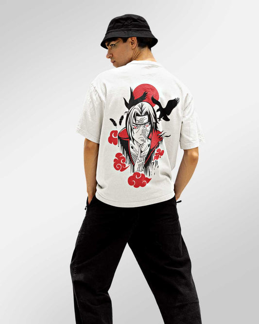 Itachi Uchiha White Oversized T-shirt for Men's