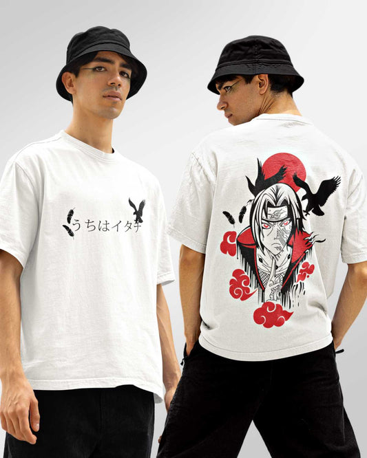 Itachi Uchiha White Oversized T-shirt for Men's