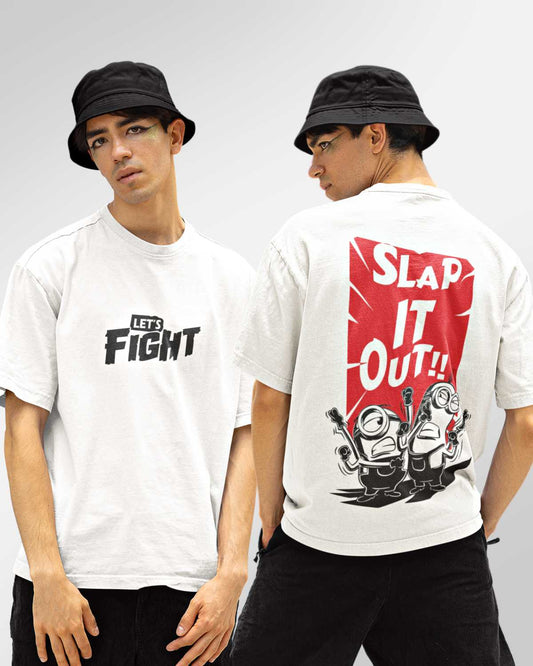 Slap it out White Oversized T-shirt for Men's